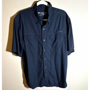 Ariat AriatTEK Heat Series Men’s Button Up Shirt L Black Solid Woven Pockets